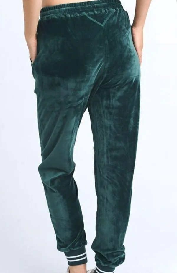 Betty velour jogger drawstring pants Teal Blue - Image 2