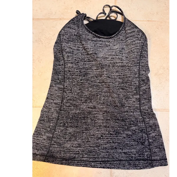 Lululemon Free To Be Serene Tank Top Black Ice Gray Strappy Back Size 8 - Image 3