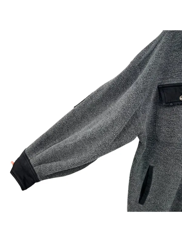 Free People Ruby Oversized Gray Button-Up Shacket Jacket Size Medium Boho Grunge - Image 3