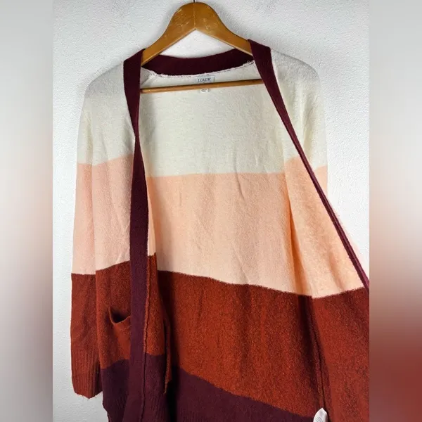 J. Crew Factory Small‎ Colorblock Open-Front Cardigan Sweater Wool Blend - Image 3