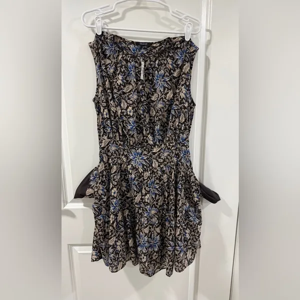 Madewell Amor Floral Mini Dress Size M NWT Cotton Sleeveless Blue Tan - Image 7