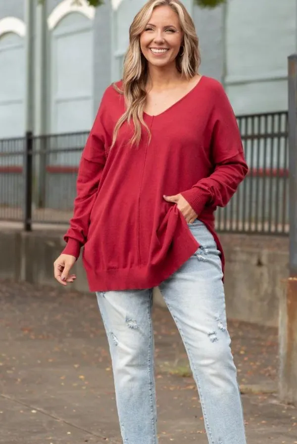 Chic Soul Miss Who I Was Sweater, Dark Rust nwot size XL - Image 2