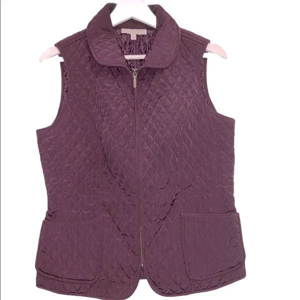 Talbots size small purple quilted zippered vest - Image 2