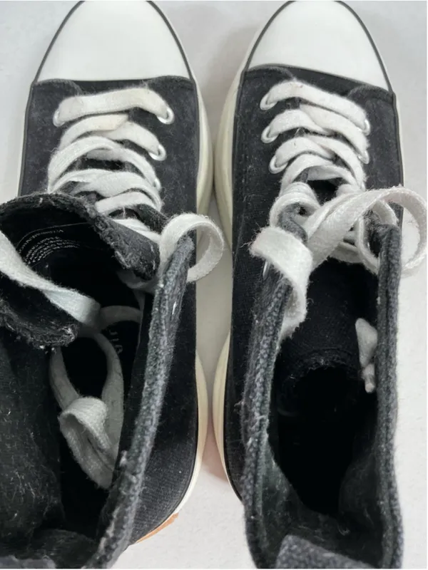 Womans Madden Girl Winnona Platform Lace Up High Top Sneakers 8 Black White - Image 5