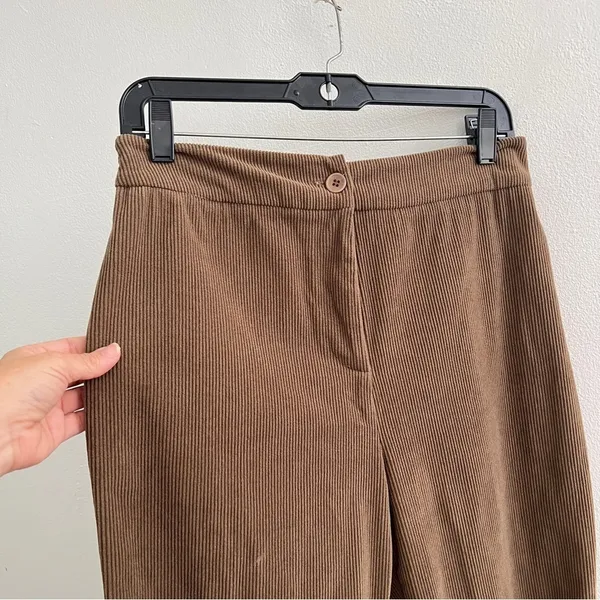 NEW Anthropologie wide leg Corduroy pants Brown LARGE - Image 4