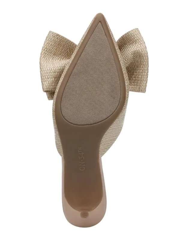 NWT On 34th Alaynaa Pointed-Toe Bow Mule Pumps 10022665500 Natural Brown 10M - Image 5