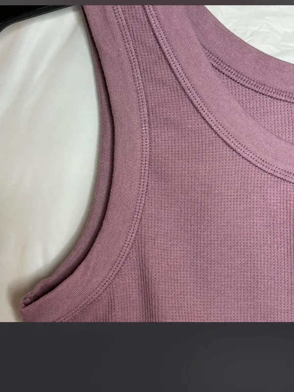 Madewell Womens Crop Tank Top Antique Purple Scoop Crew Neck Ribbed Size XL. - Image 2