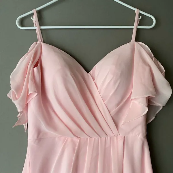 Hebeos‎ Ethereal Dainty Fairy Flowy Formal Bridesmaid Prom Maxi Dress Pink - Image 4