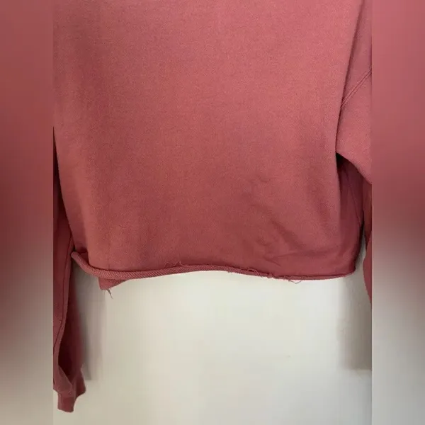 Aerie Distressed Raw Hem Crop Sweatshirt XS - Image 8