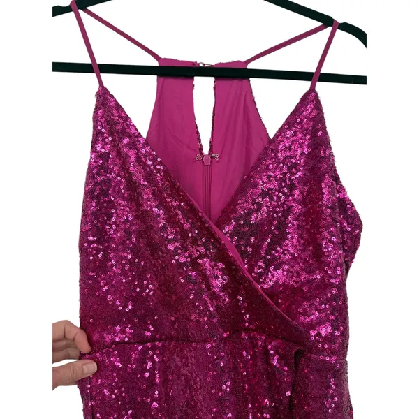 NWT Lulus Womens Hilaria Fuchsia Sequin Bodycon Mini Dress Size Large - Image 7