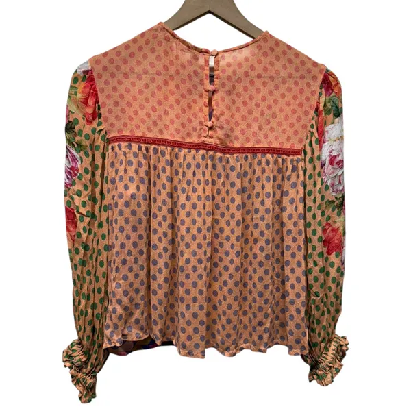 Bl^nk London Anthropologie‎ Miranda Peasant Blouse XSP Floral Boho Artsy Top - Image 3