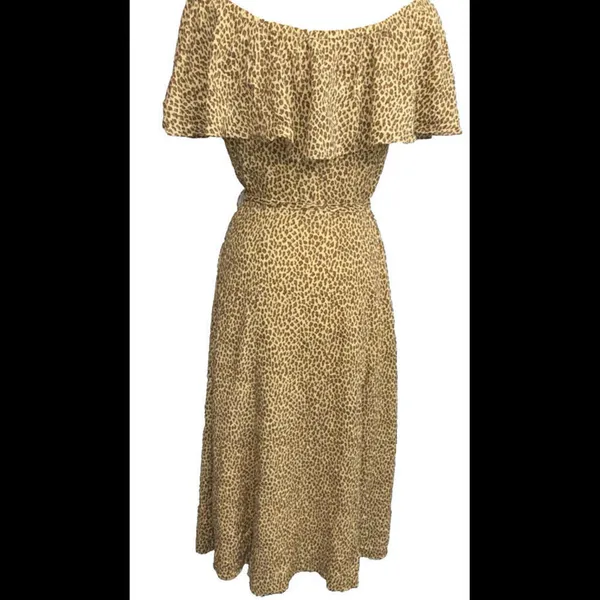 Anthropologie Designer Classy Animal Print Flutter Sleeve Boho Button‎ Dress 0 - Image 2