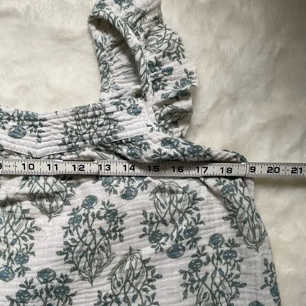 Rachel Zoe Floral Pajama Set 2 Pc Cotton Shorts Top Blue Green floral White M - Image 13
