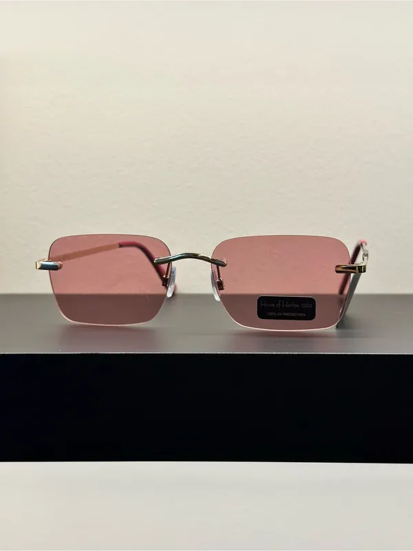 House of Harlow 1960 Pink Rimless Sunglasses - Image 2