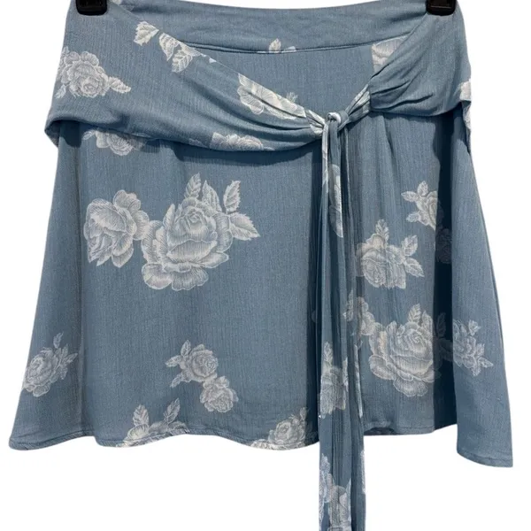 NWT Sadie & Sage Light Blue Faux Wrap Skirt - Image 2