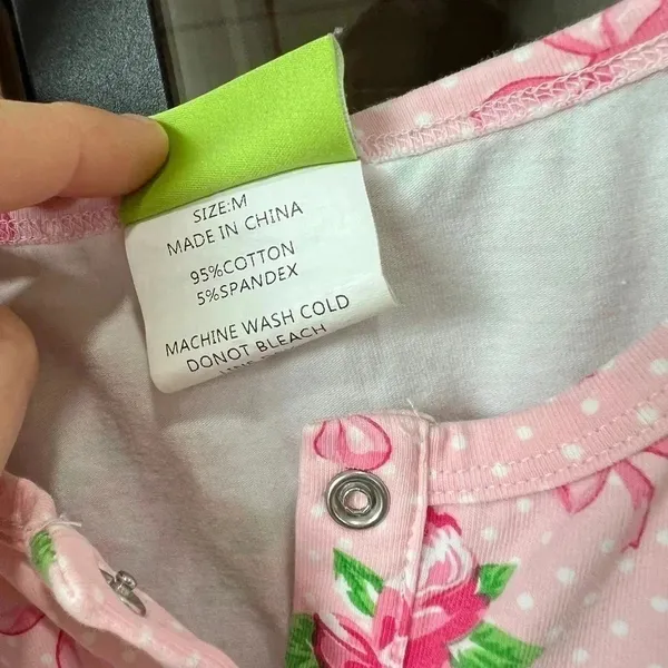 Classic Whimsy Pajamas Set Bows Coquette floral roses long sleeve pants henley - Image 4