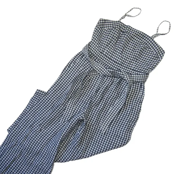 NWT J.Crew Tie-waist Linen Jumpsuit in Navy White Gingham Belted 1-Piece 4 - Image 8