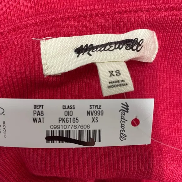 Madewell Top Womens Extra‎ Small Watermelon Red Square Neck Cropped Tank NV999 - Image 6
