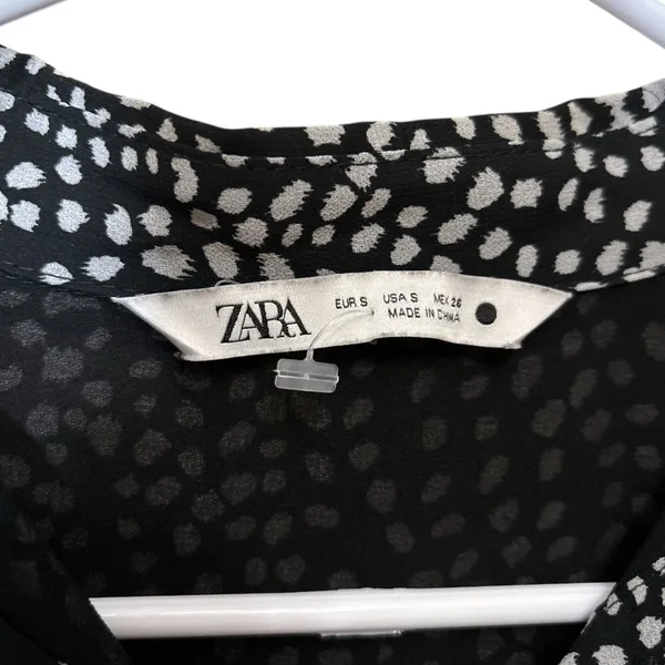 Zara Black and White Patterned Long Sleeve Dress,Size S - Image 2
