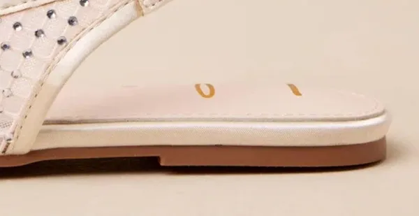 NIB Lulus Olwen Vanilla Mesh Rhinestone Pointed-Toe Slingback Flats - Image 3