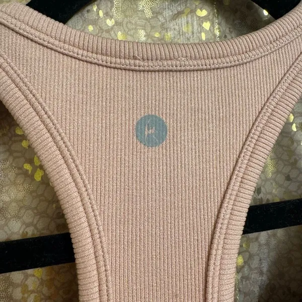 Yogalicious Mauve Pink Stretch Ribbed Double Sports Bra XL - Image 3