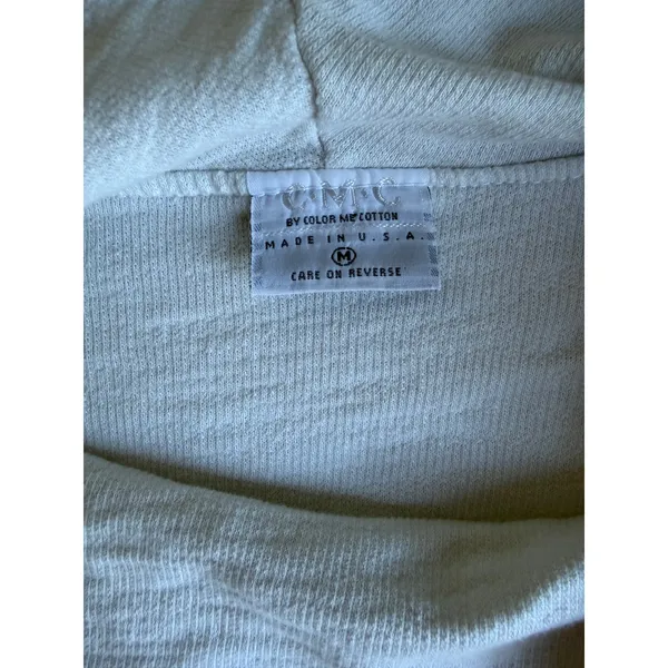 CMC Color Me By Cotton White Textured Cowl Neck Tunic Top Medium USA Made - Image 8