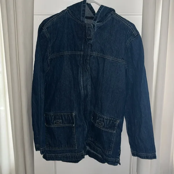 Blassport Jacket Blue Jean Denim Zip Up Hooded Longsleeve Vintage Size M - Image 2