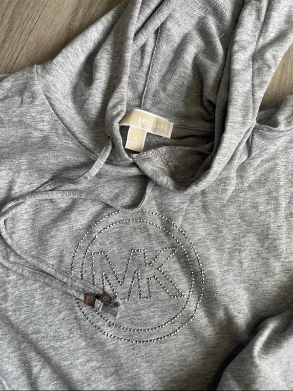 Michael Kors Light Gray Hooded Pullover Sweatshirt - Image 2