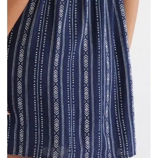 Time and Tru Womens Dress Dark Navy Stripe Size XL Square Neck Mini Linen - Image 5