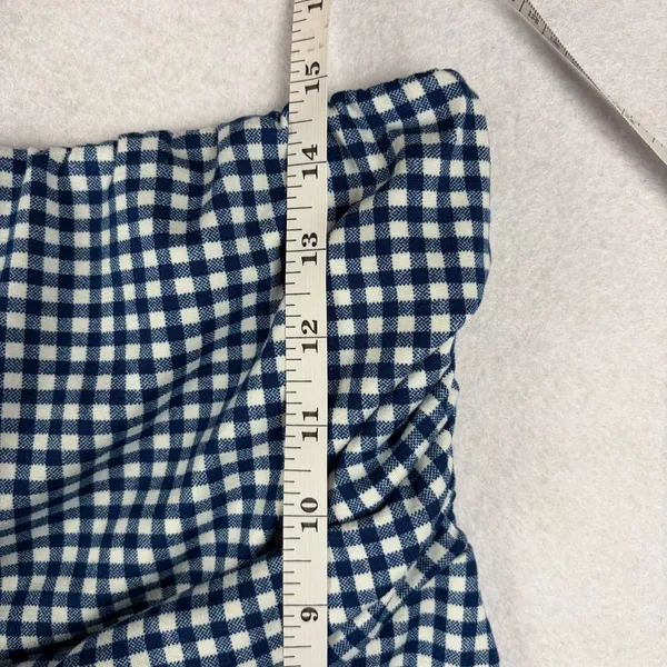 Y2K Style Tree Gingham Tube Top Women's M Blue Plaid Asymmetrical Summer Boho - Image 6