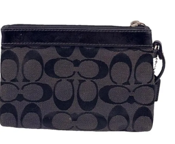 COACH Black Signature Canvas Wristlet - Image 2