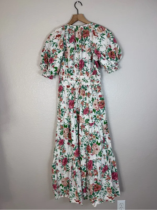 Anthropologie The Somerset Floral Maxi Dress Puff Sleeve Small $168 - Image 13
