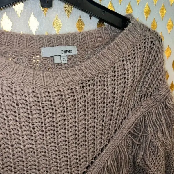 Solemio Brown sweater tassels western cowboy size S - Image 2