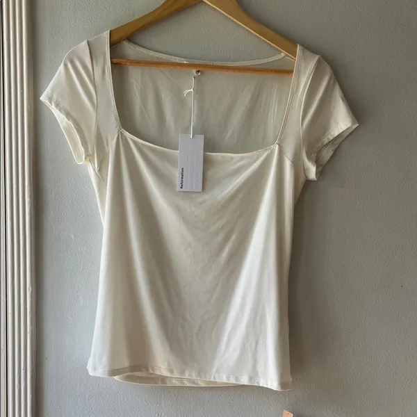 NWT•Reformation•Bardot Top in Latte•Sz M - Image 7