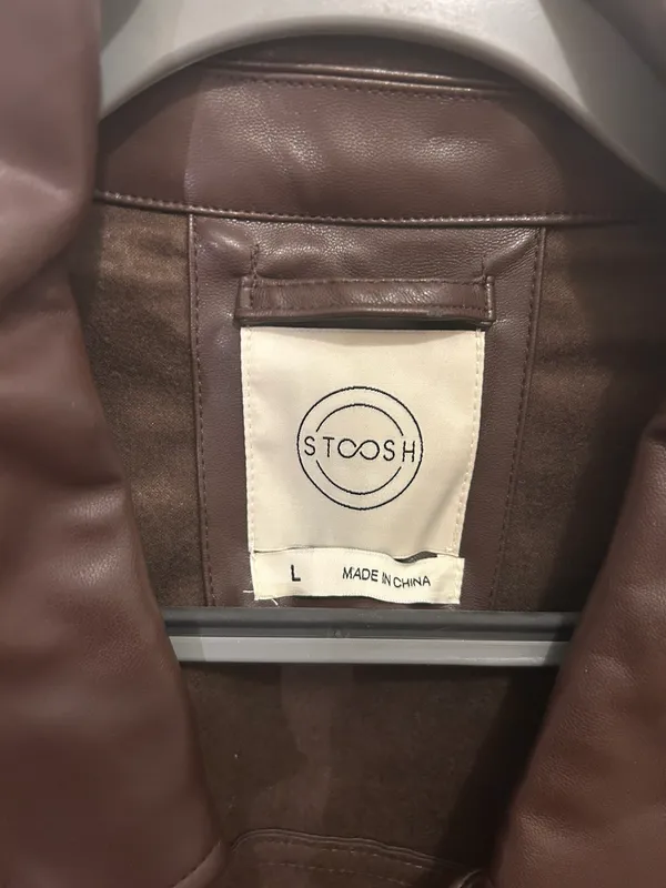 Stoosh Brown Leather Cropped Shacket - Image 2