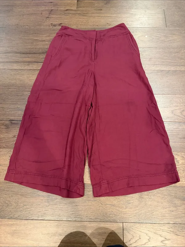 14th & Union Wide Leg Cropped Pants Burgundy Wine Size 2 - C61-110 - Image 3