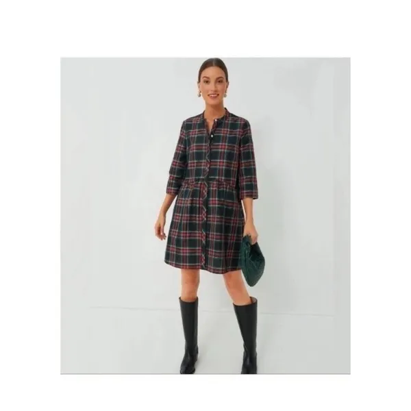 Tuckernuck Festive Plaid Tartan Royal Shirt Dress XS Holiday Mini NWT - Image 9