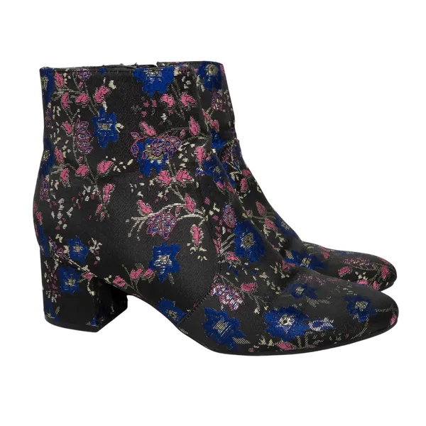 Unisa Uncayzea Ankle Boots Floral Embroidered Black Heel Booties 7.5 - Image 2
