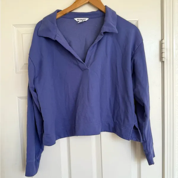Athleta Retroterry Polo Sweatshirt Purple Lavendar Long Sleeve Collar Size M‎ - Image 4