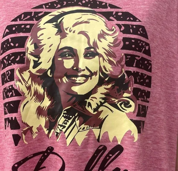 Pink Dolly Parton screen printed tee / XXL / New without tags - Image 2