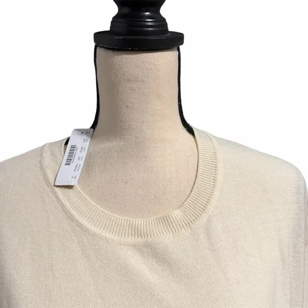 J. Crew NEW Womens Cream 100% Cotton Tie Front Crewneck Sweater Sz S Lightweight - Image 2