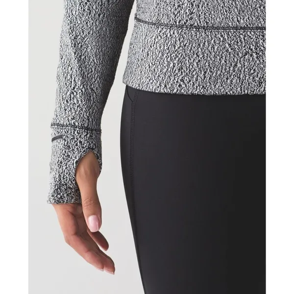 Lululemon Rush Hour Long Sleeve shirt 12 Running Luon Spray Jacquard White Black - Image 11