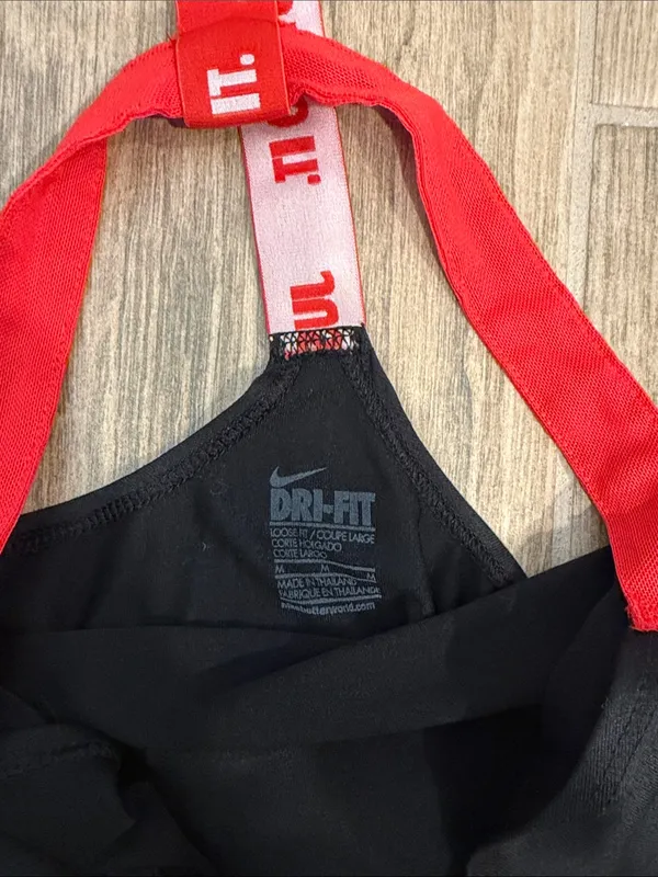 Nike Black Tank Top with Red Straps - Image 2