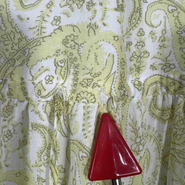 Lucky Brand Ariel Tiered Paisley Maxi Dress Yellow Boho Flutter Sleeve Size S - Image 9