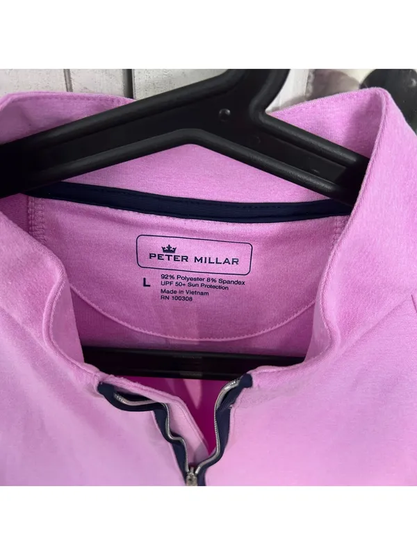 Peter Millar Women’s Pink Quarter Zip Performance Pullover Golf Tennis Preppy L - Image 4