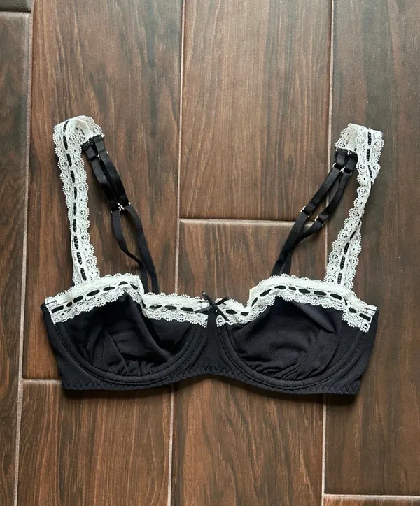 NWT Free People Intimately Bra So Sweet Balconette Black/White Trim 34D MSRP$48 - Image 3