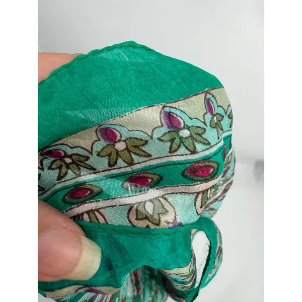 100% Silk Long Rectangle Paisley Scarf Wrap Shawl Teal Boho 18x66" Coastal READ - Image 8