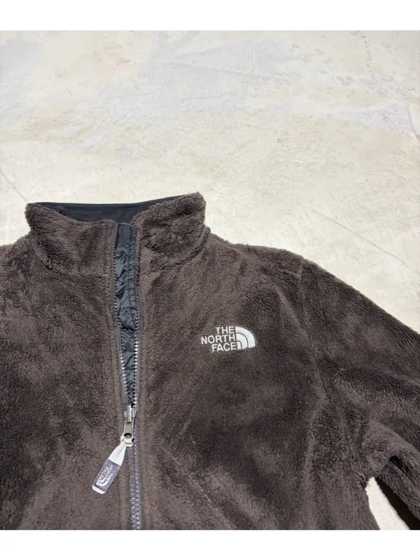 The North Face Dark Brown Plush Full-Zip Fleece Jacket small - Image 2