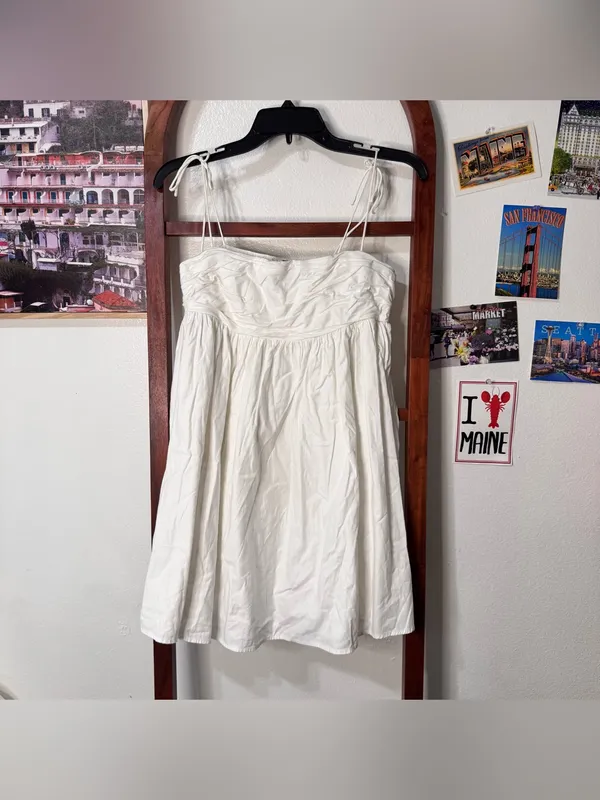 Reformation Catarina Dress White Ruched Babydoll Mini - Image 5