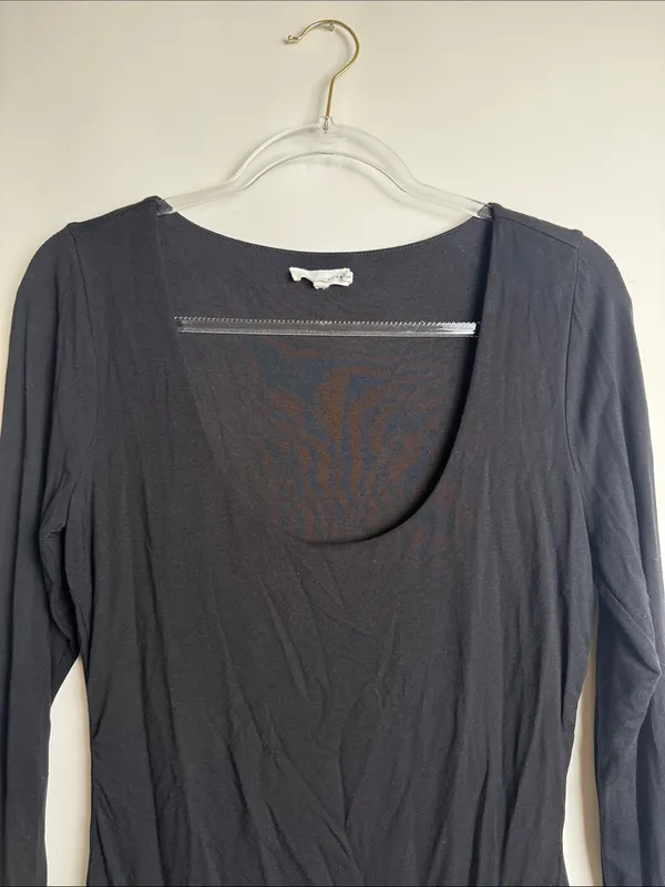 Good American Scoop Neck Long Sleeve Black Bodysuit Size 3 (Large) - Image 2